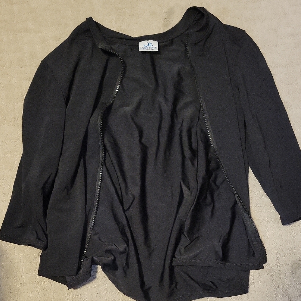 Black Zip-Up Swim Shirt Long Sleeves